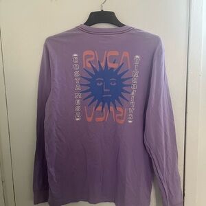 RVCA Lavender Long Sleeve Tee with Blue & Peach Sun Graphic